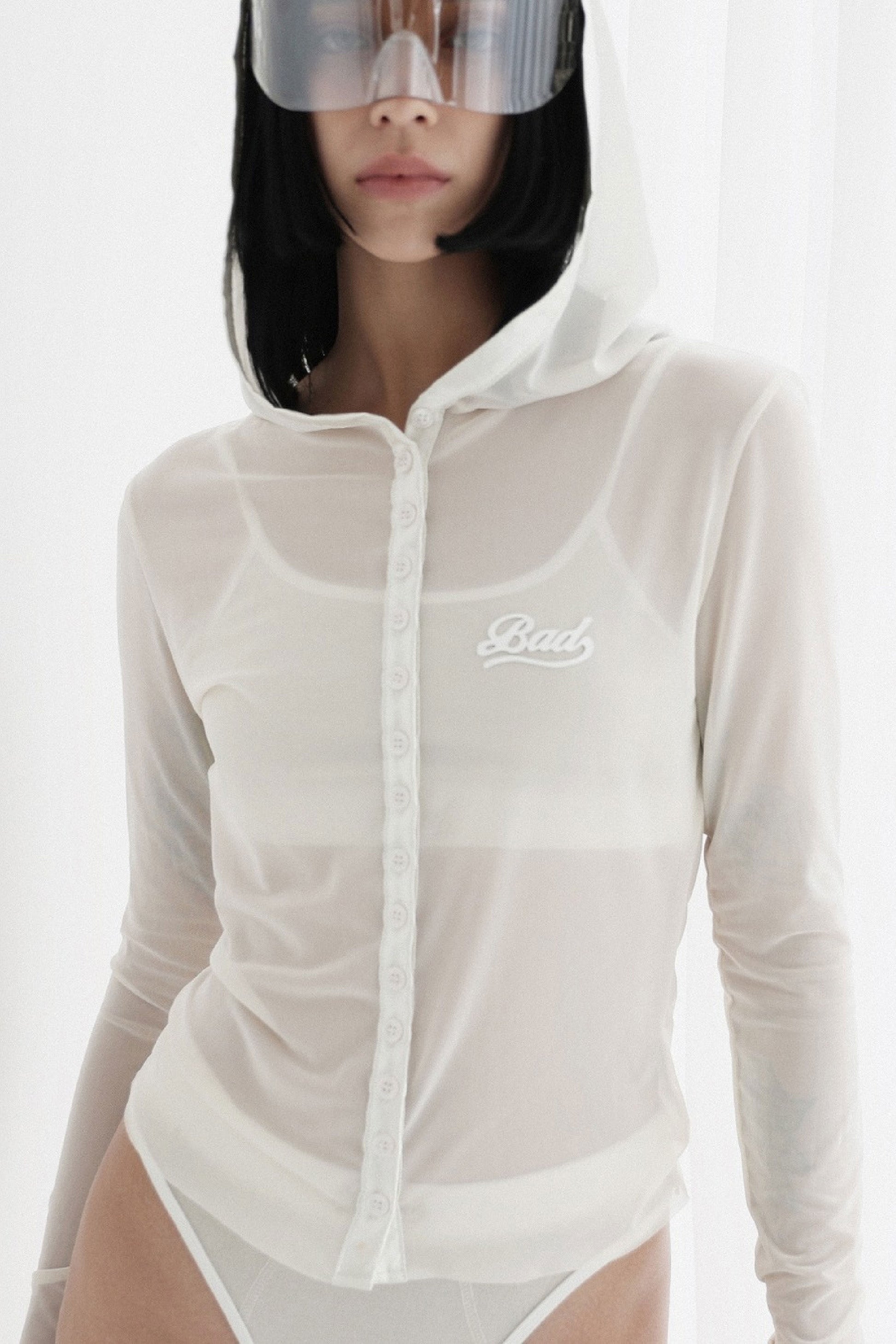 Badblood Breeze Button Up Hoodie Long Sleeve Cream