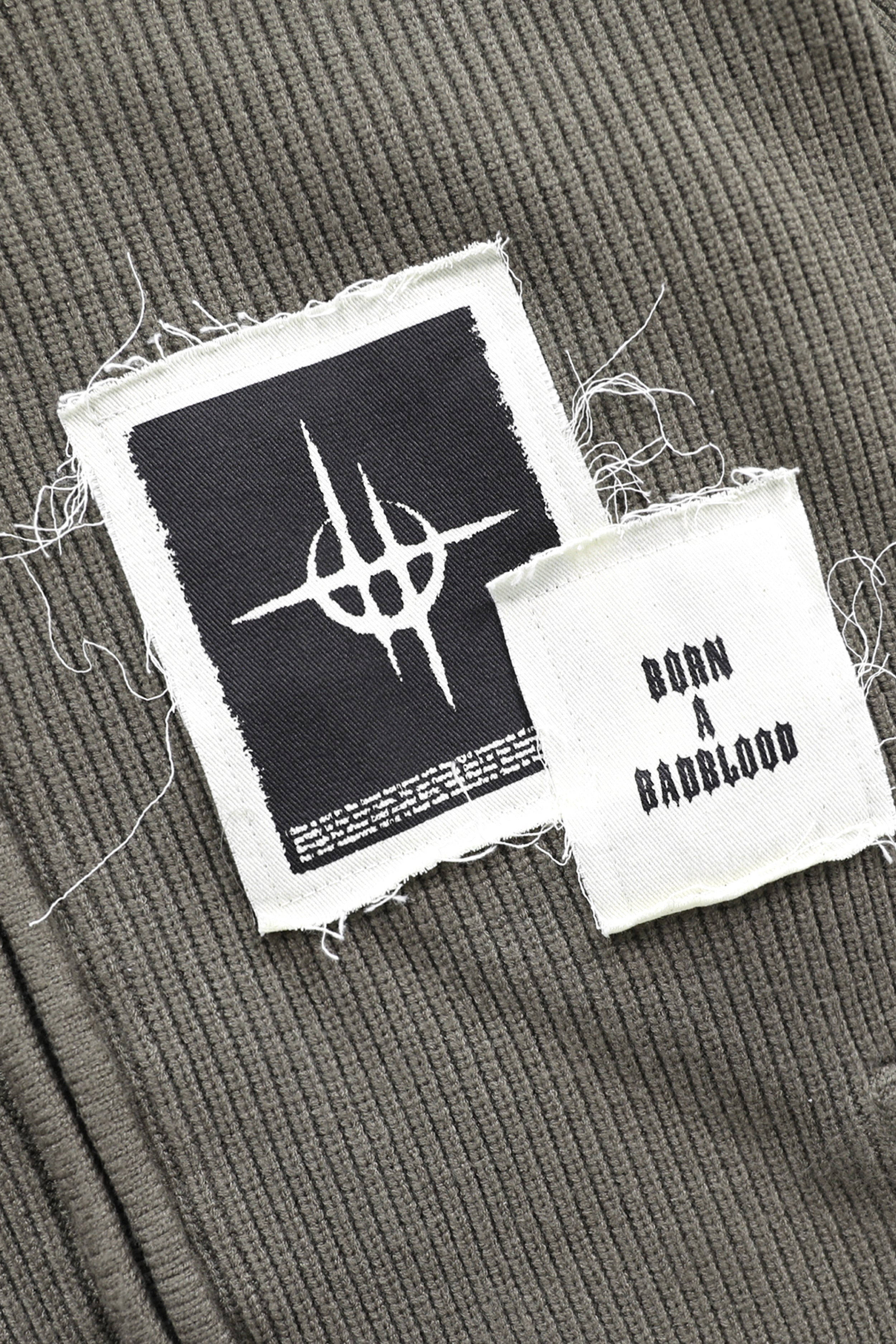 Badblood Destroyed Zip Up Cardigan Dark Olive
