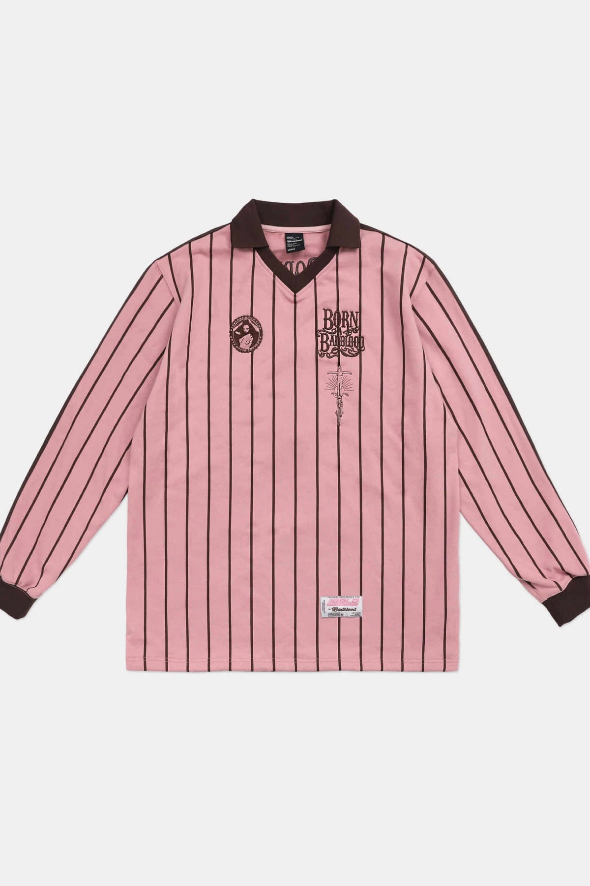 Badblood Beach Club V-neck Soccer Jersey Sweatshirt Light Pink