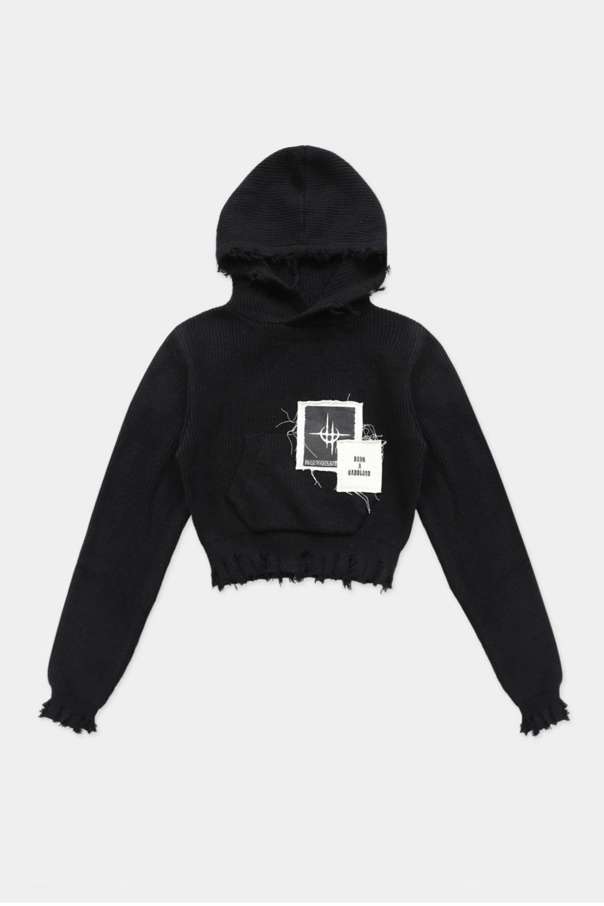 Badblood Destroyed Hooded Cropped Sweater Black