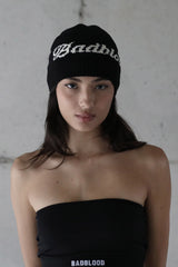 Badblood Signature Lettering Lightweight Knit Beanie Black