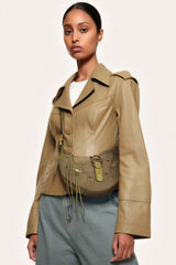 JW PEI Tessa Suede Shoulder Bag Dark Olive