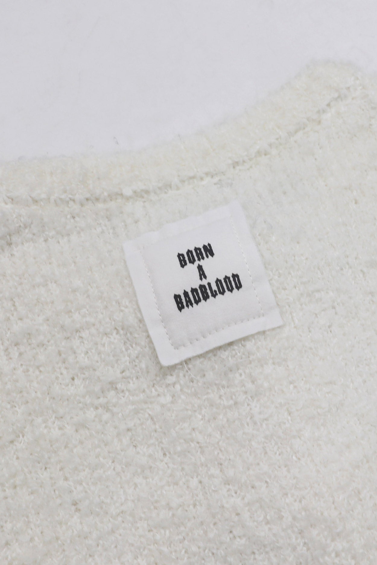 Badblood Boucle Crew Neck Cardigan Cream