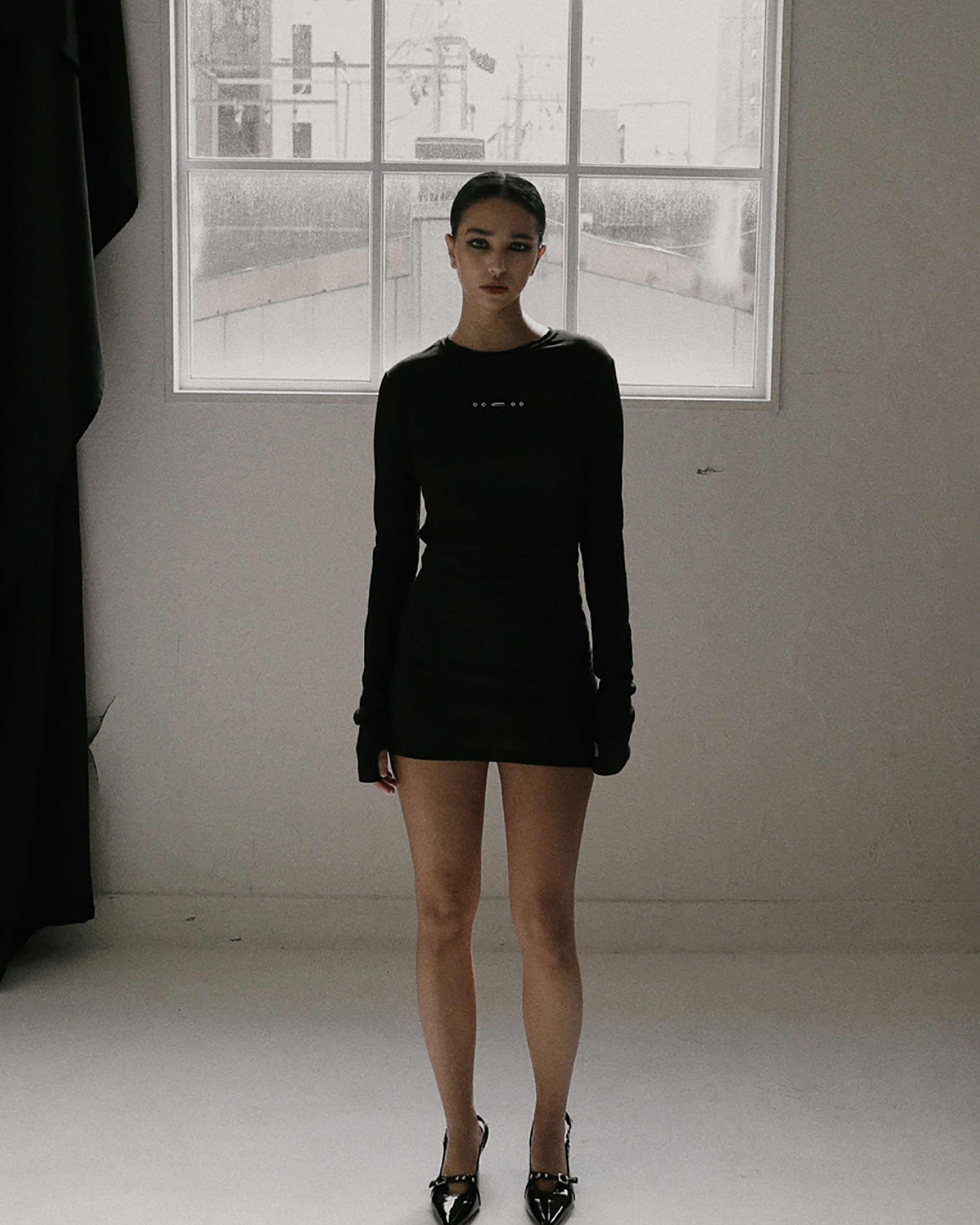 Badblood Nikki Mini Dress Long Sleeves Black