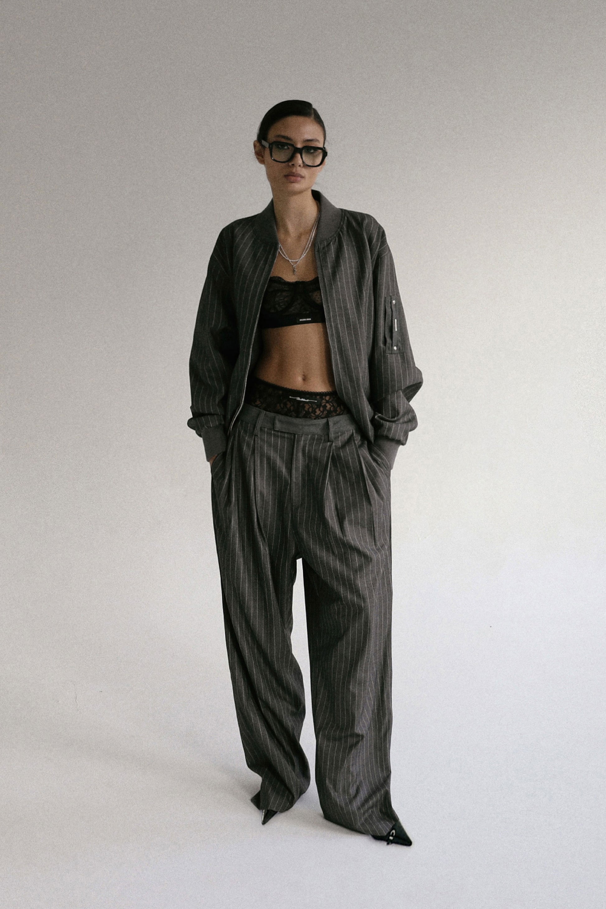 Badblood  Proto Gabardine Pants Baggy Fit Stripe/Charcoal