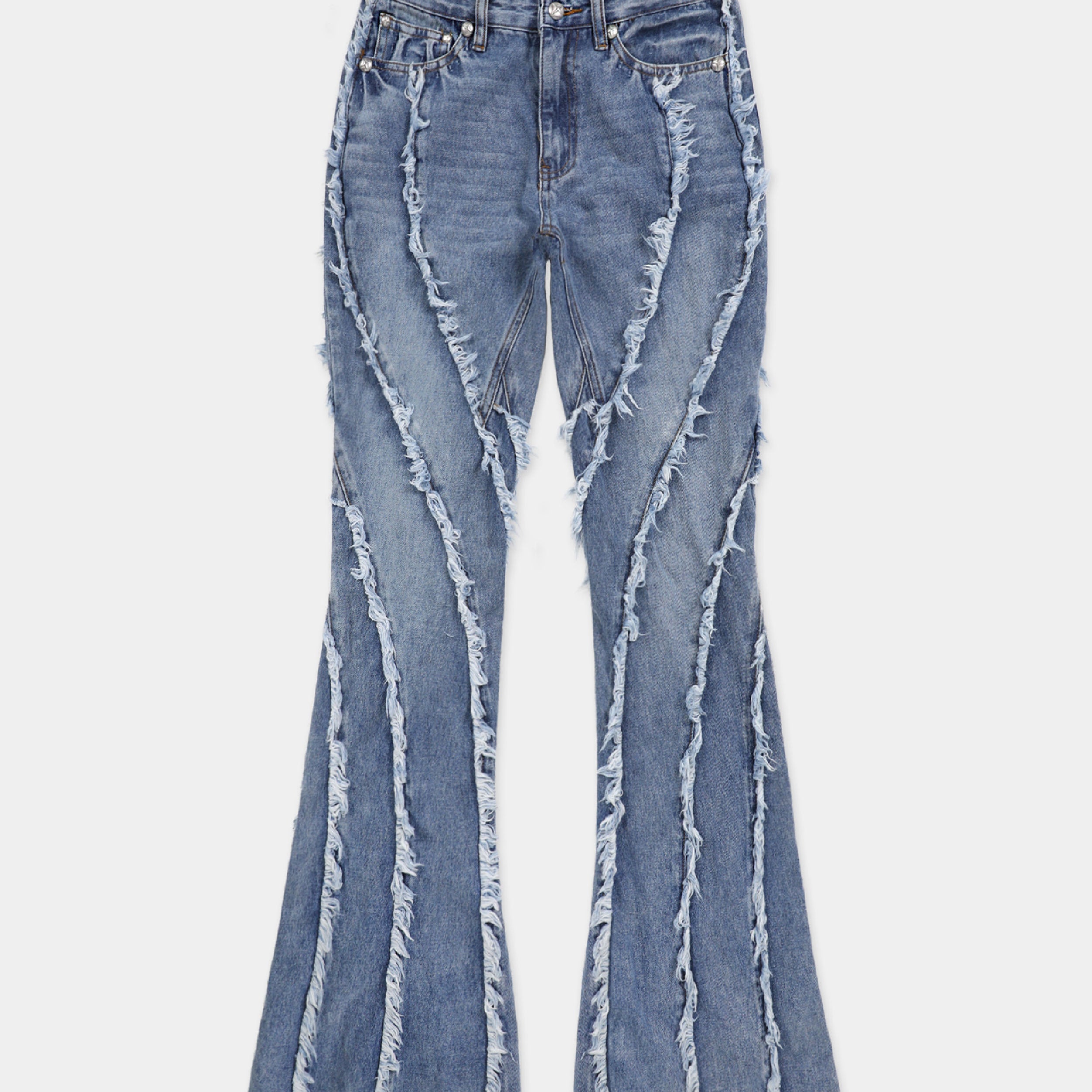 Badblood Twist Frayed Denim Pants Blue