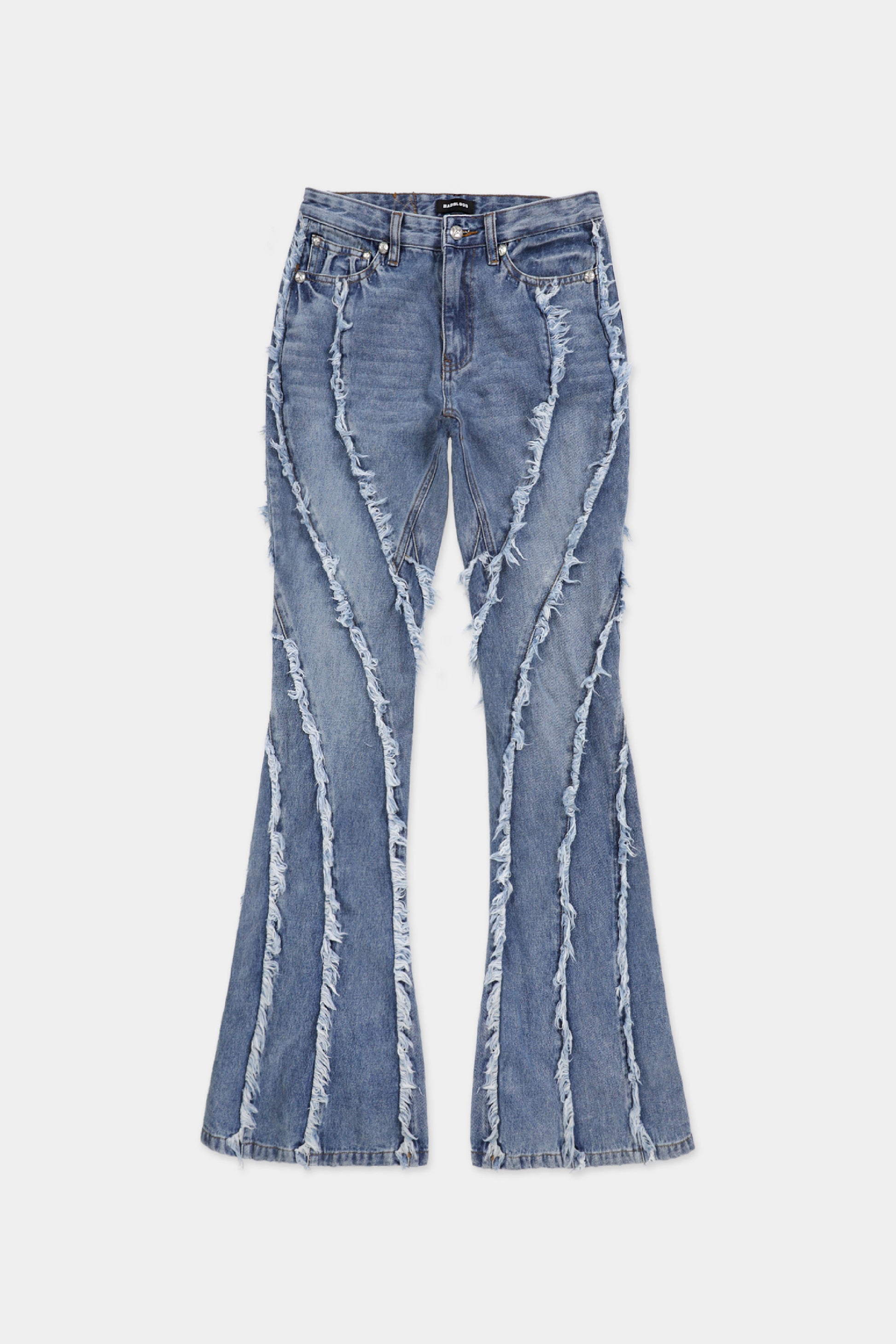 Badblood Twist Frayed Denim Pants Blue