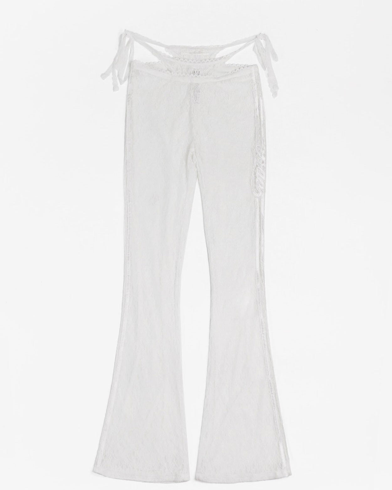 Badblood Selena Lace String Brush Cut Pants White