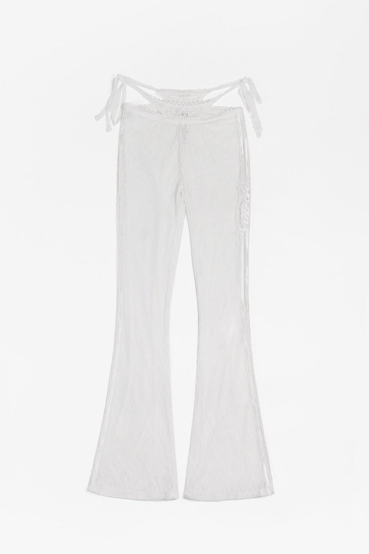 Badblood Selena Lace String Brush Cut Pants White