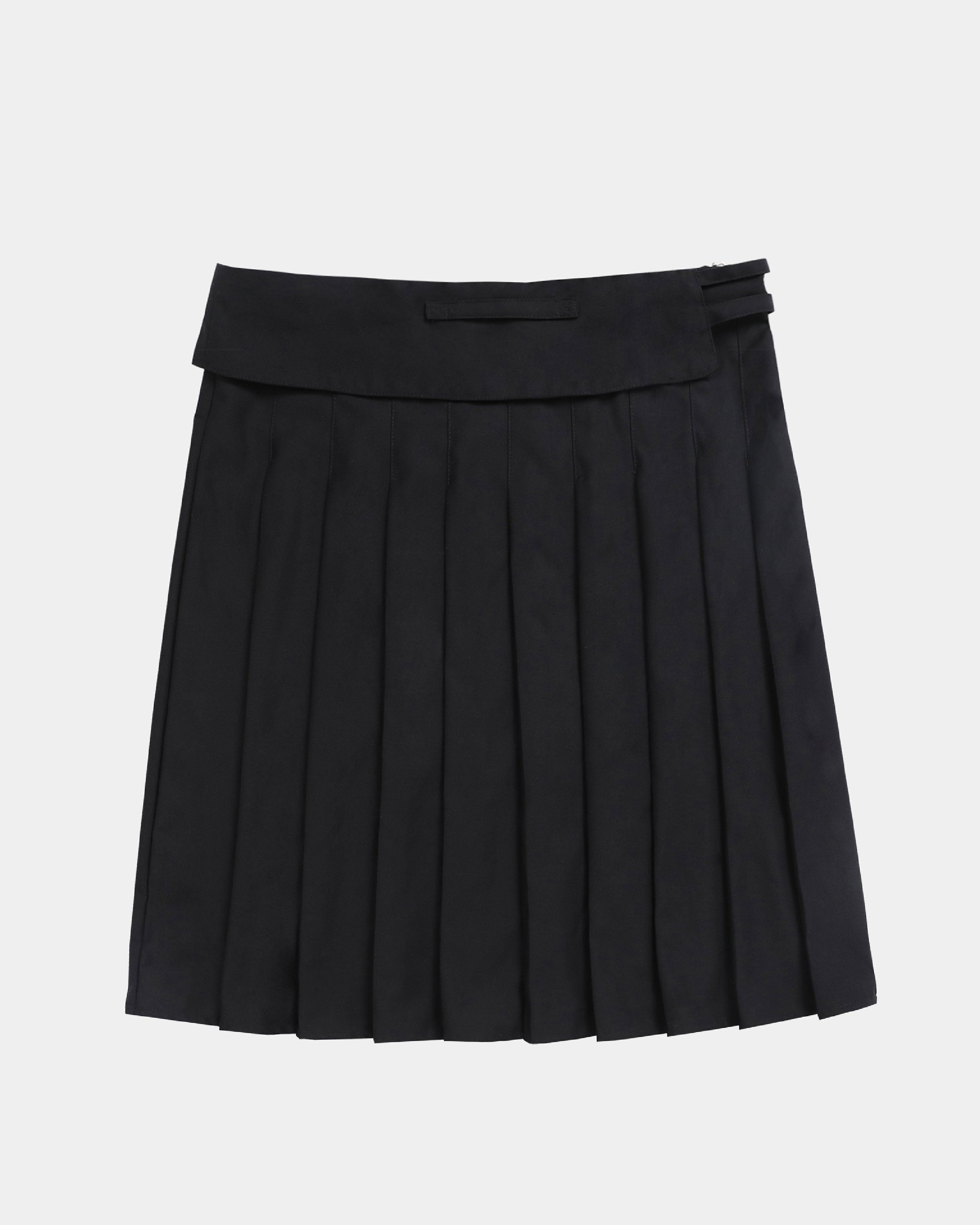 Badblood Proto Gabardine Midi Pleated Skirt Black