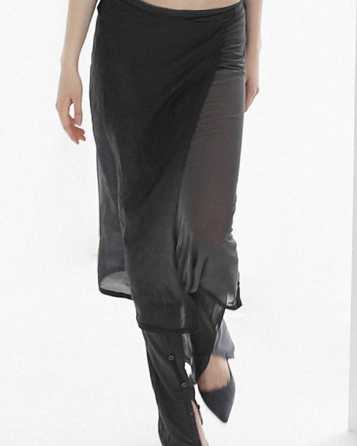 Badblood Breeze Midi Skirt Charcoal