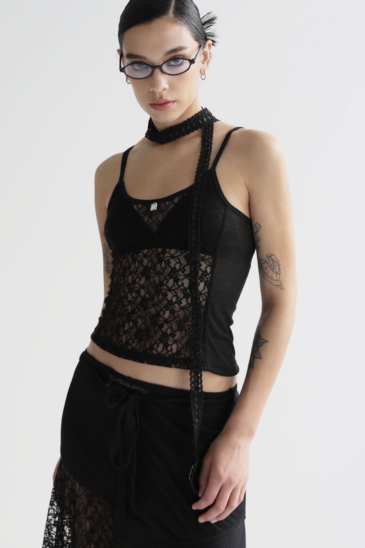 Badblood Selena Lace String Tank Black