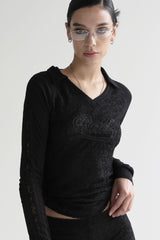 Badblood Selena Lace Polo Top Black