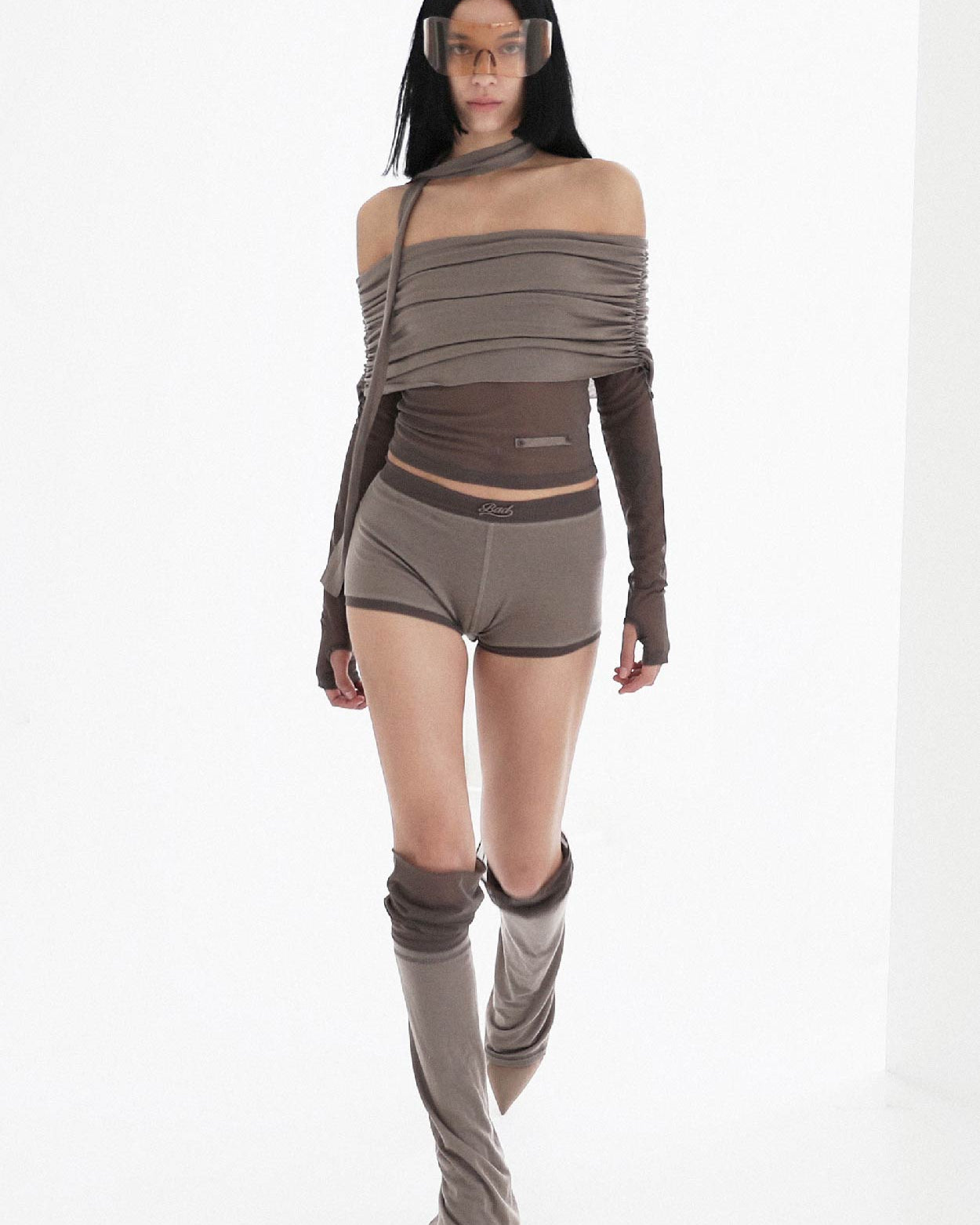 Badblood Second Skin Off Shoulder Top Tobacco