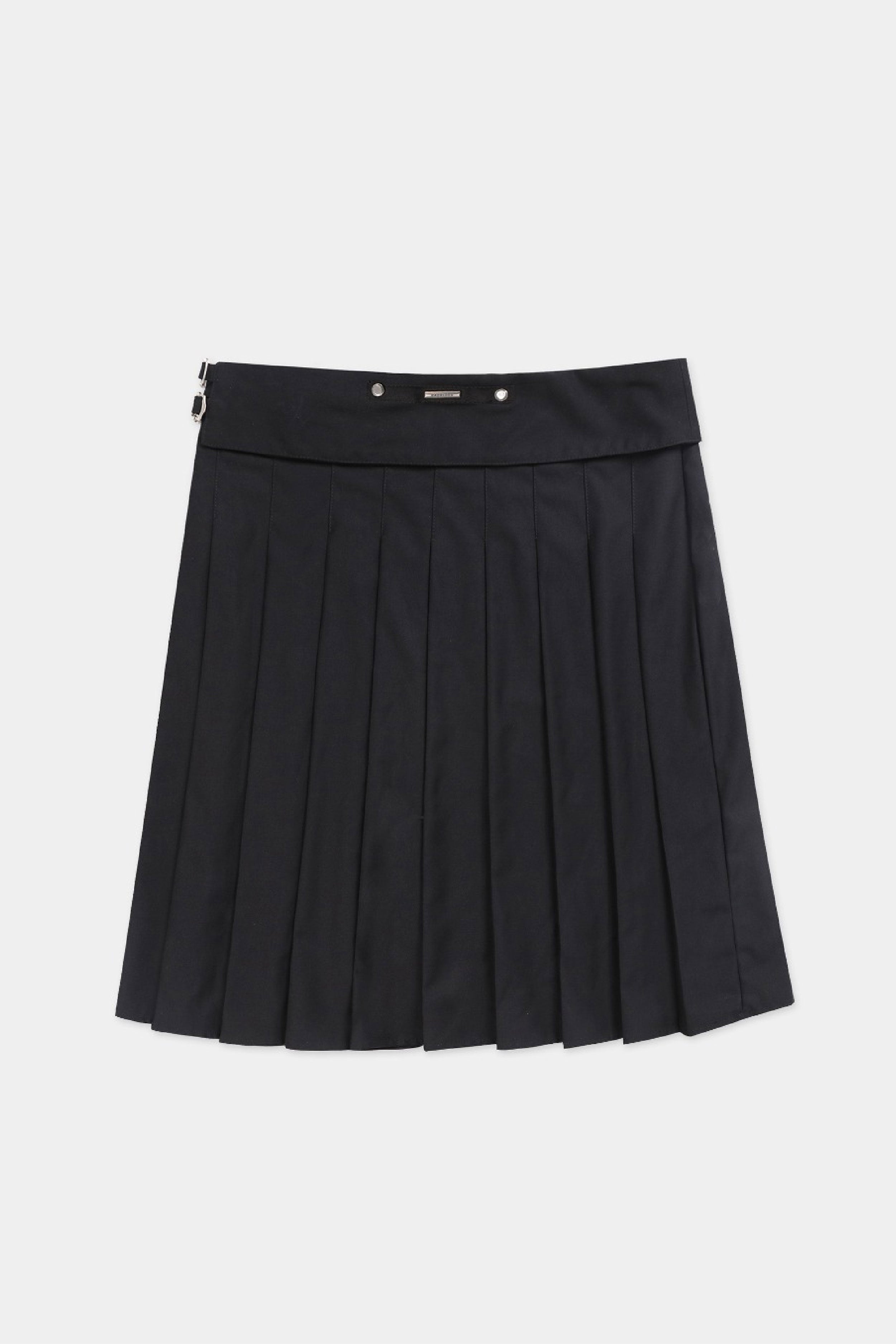 Badblood Proto Gabardine Midi Pleated Skirt Black