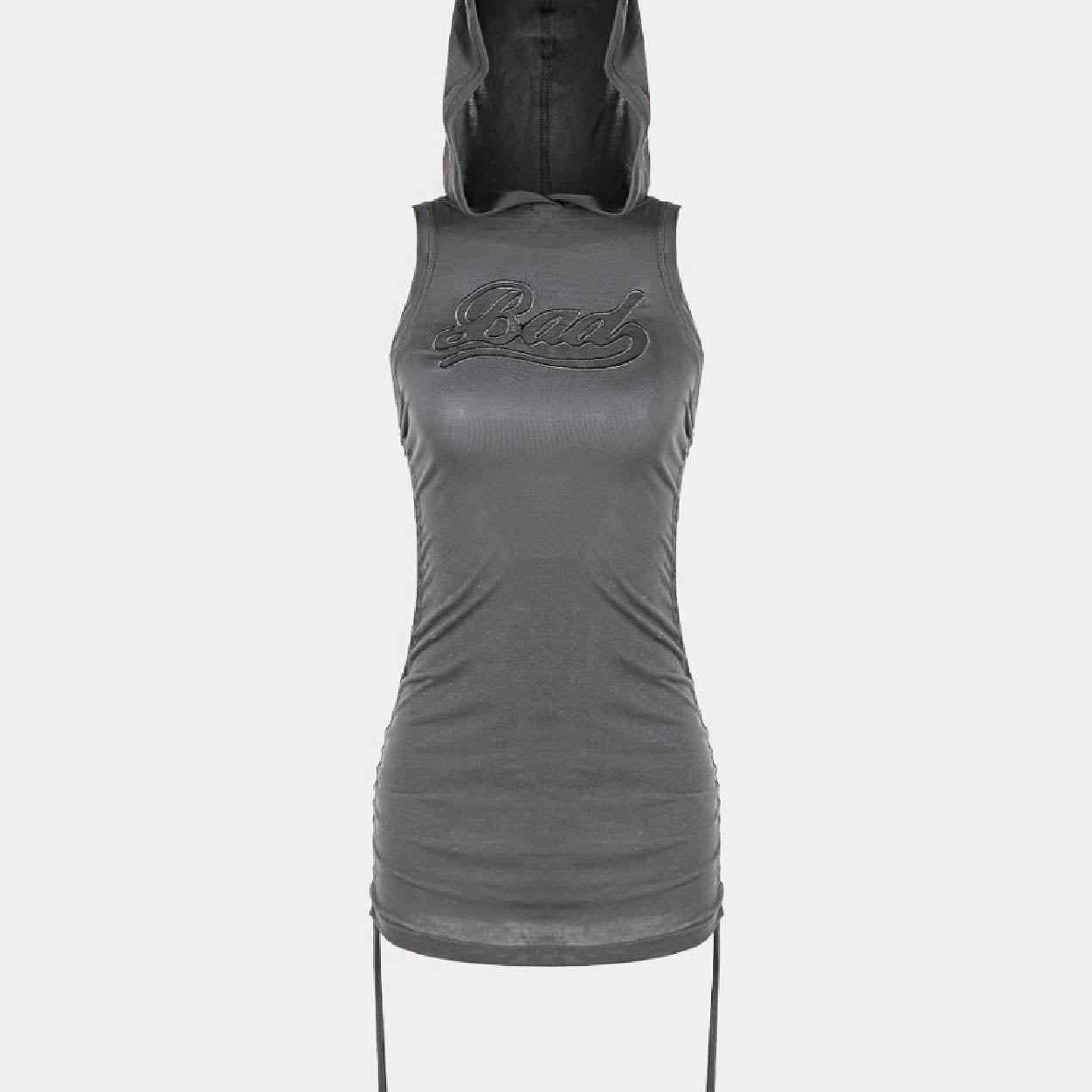 Badblood Second Skin Hooded Mini Dress charcoal