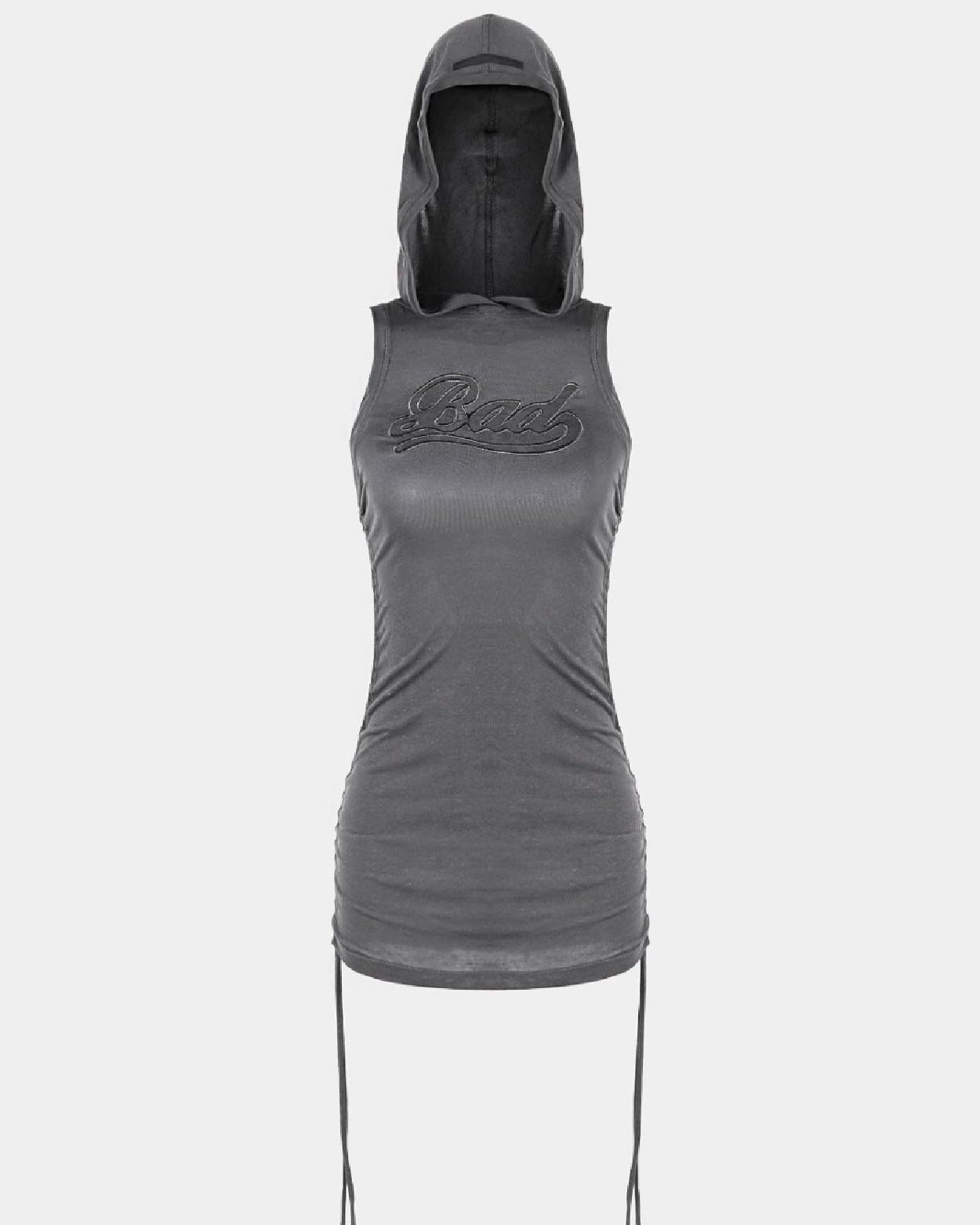 Badblood Second Skin Hooded Mini Dress charcoal