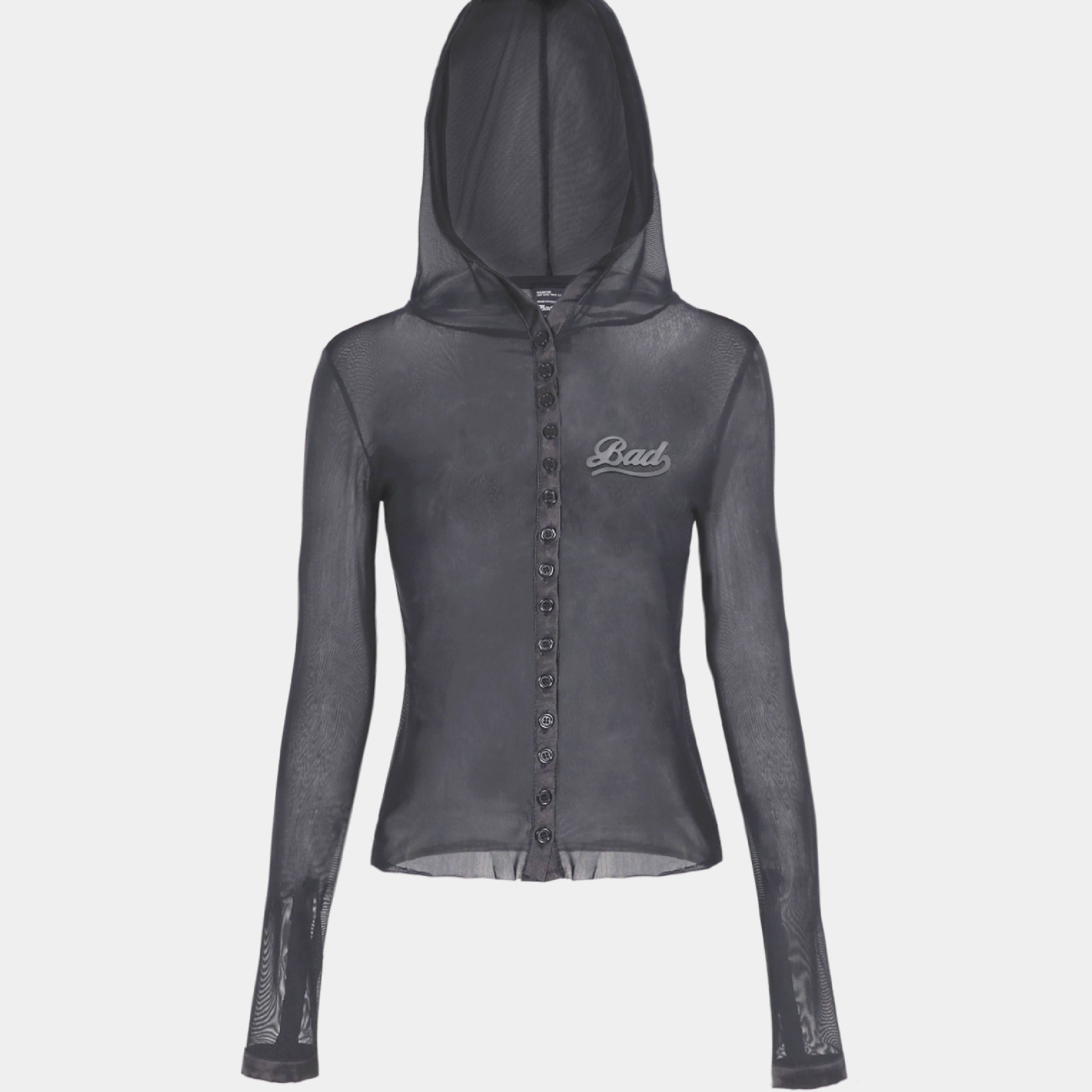 Badblood Breeze Button Up Hoodie Long Sleeve Charcoal