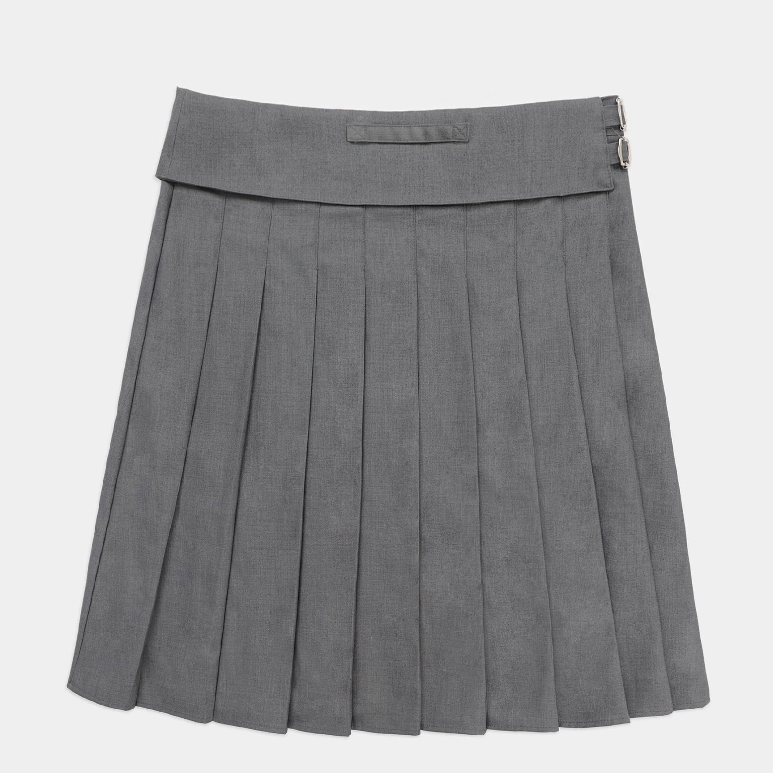 Badblood Proto Gabardine Midi Pleated Skirt Charcoal