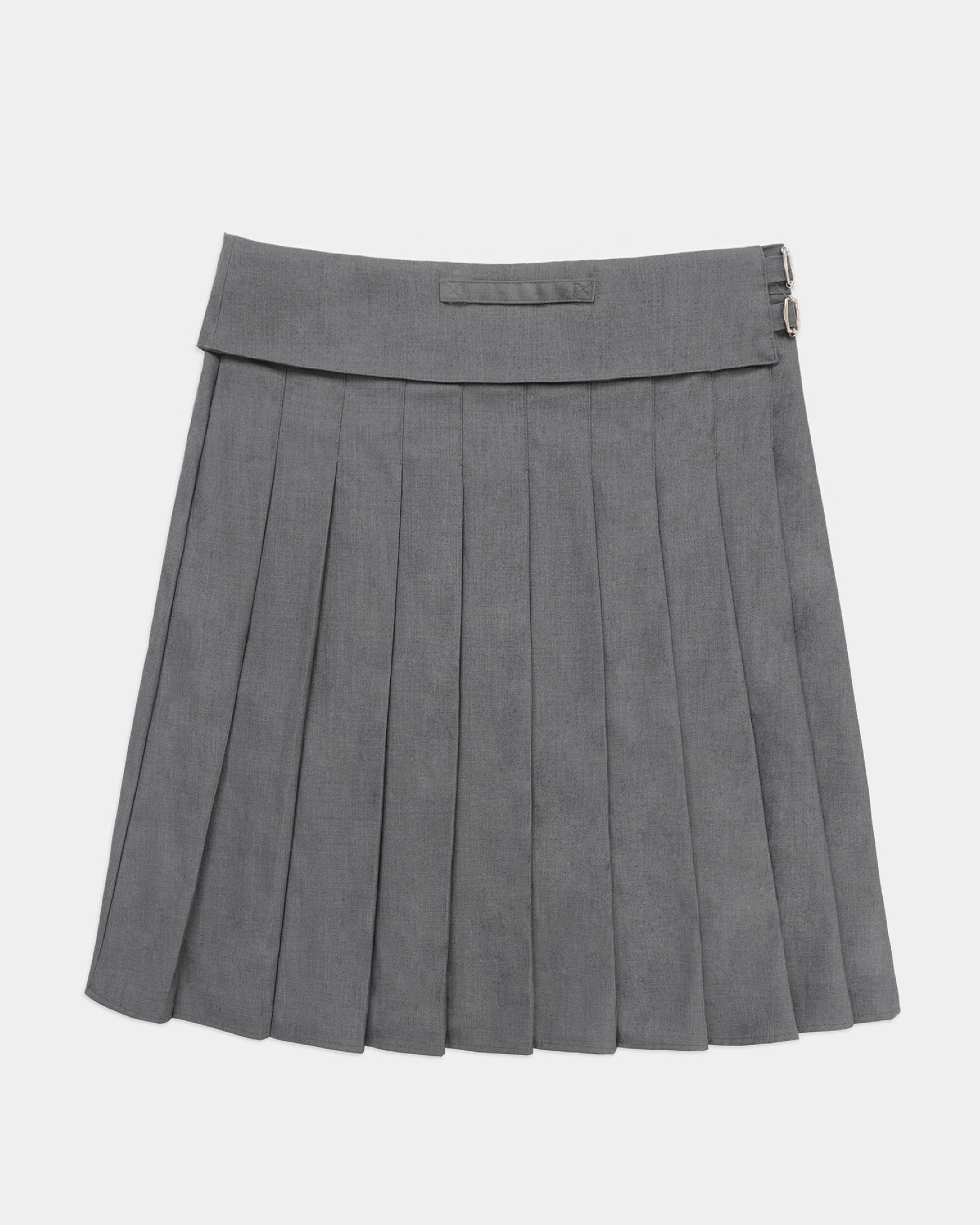 Badblood Proto Gabardine Midi Pleated Skirt Charcoal