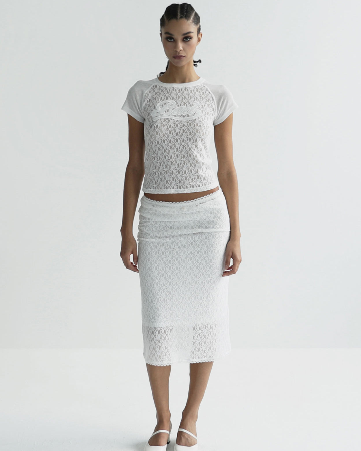 Badblood Selena Lace Contrast T-Shirt White