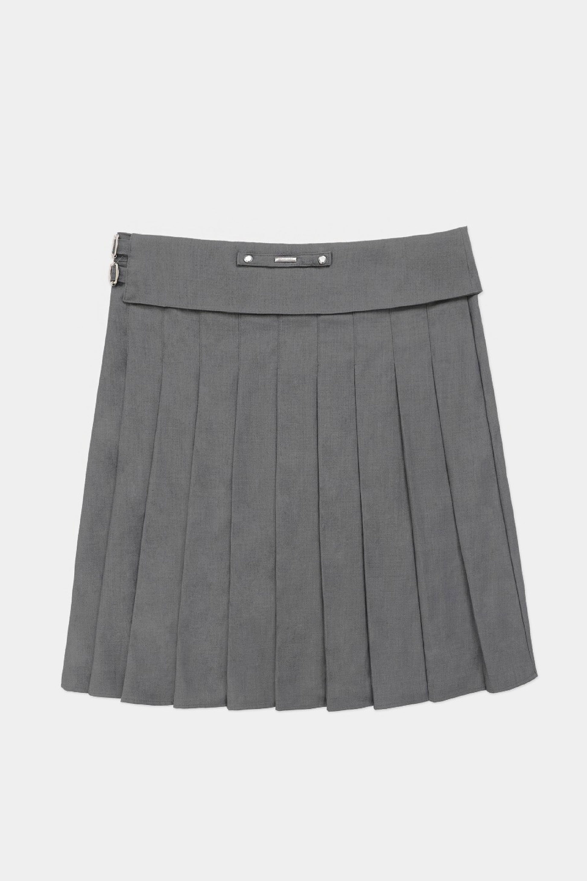 Badblood Proto Gabardine Midi Pleated Skirt Charcoal