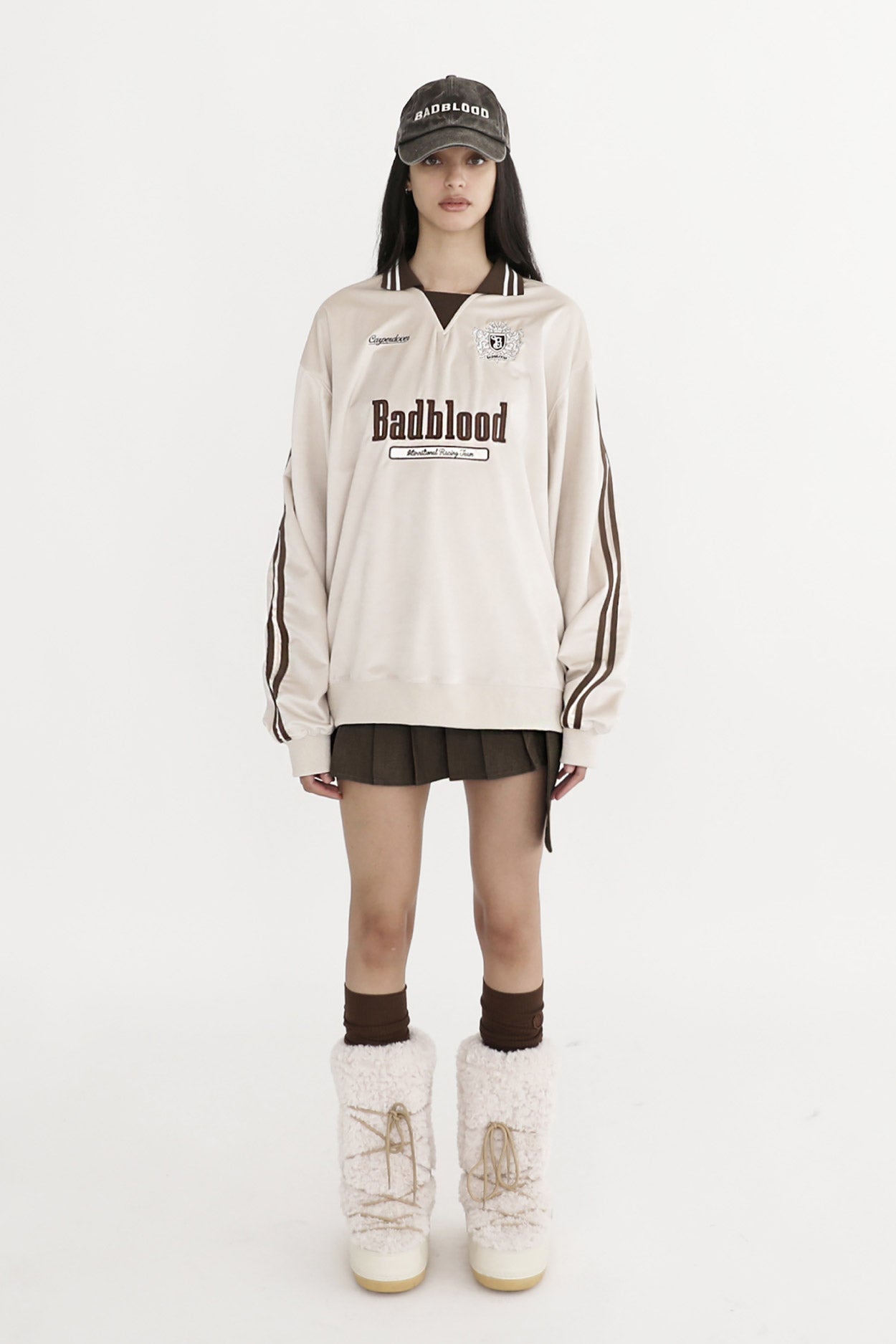 Badblood Sports Club Velvet Sweatshirt Beige - S