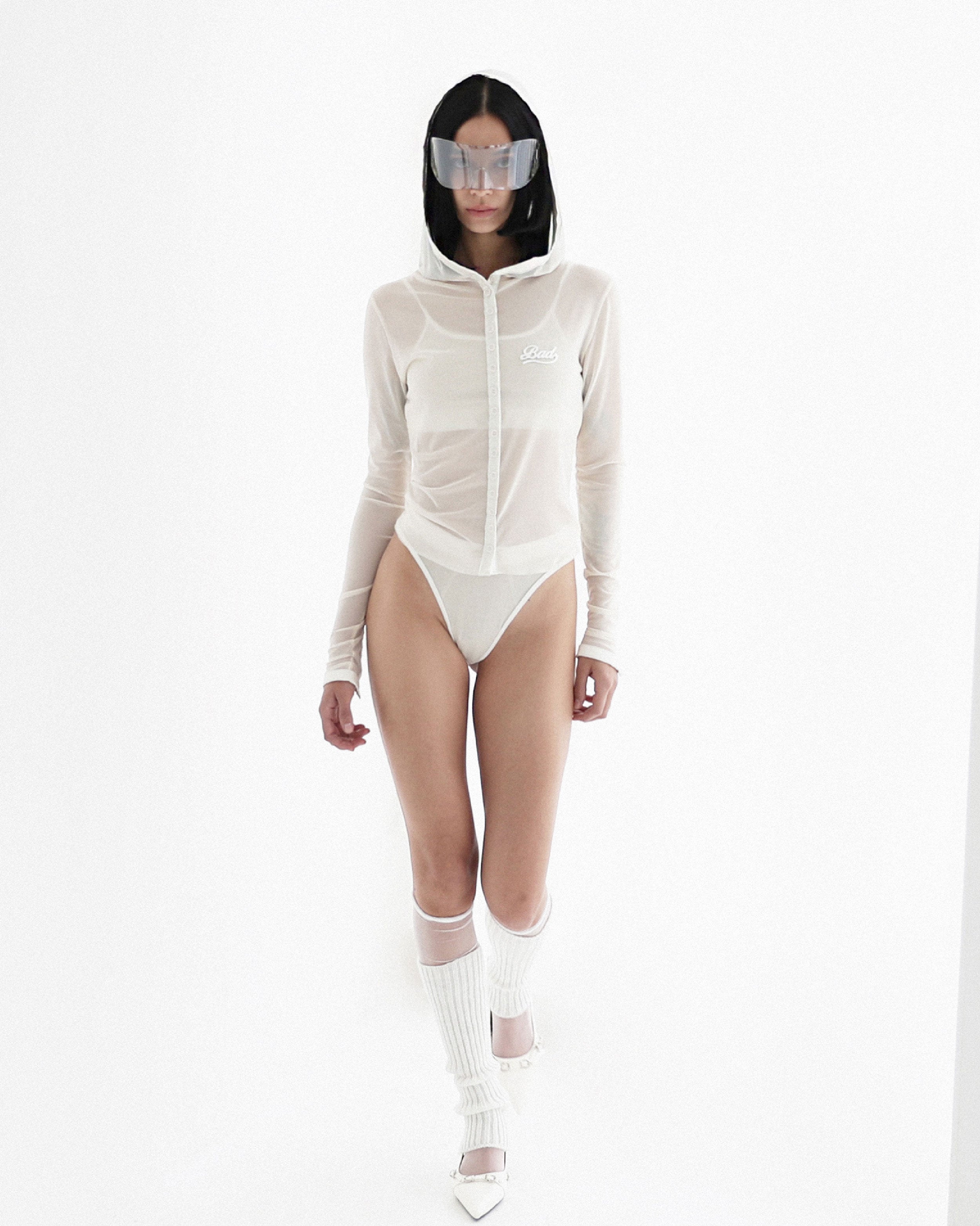 Badblood Breeze Button Up Hoodie Long Sleeve Cream