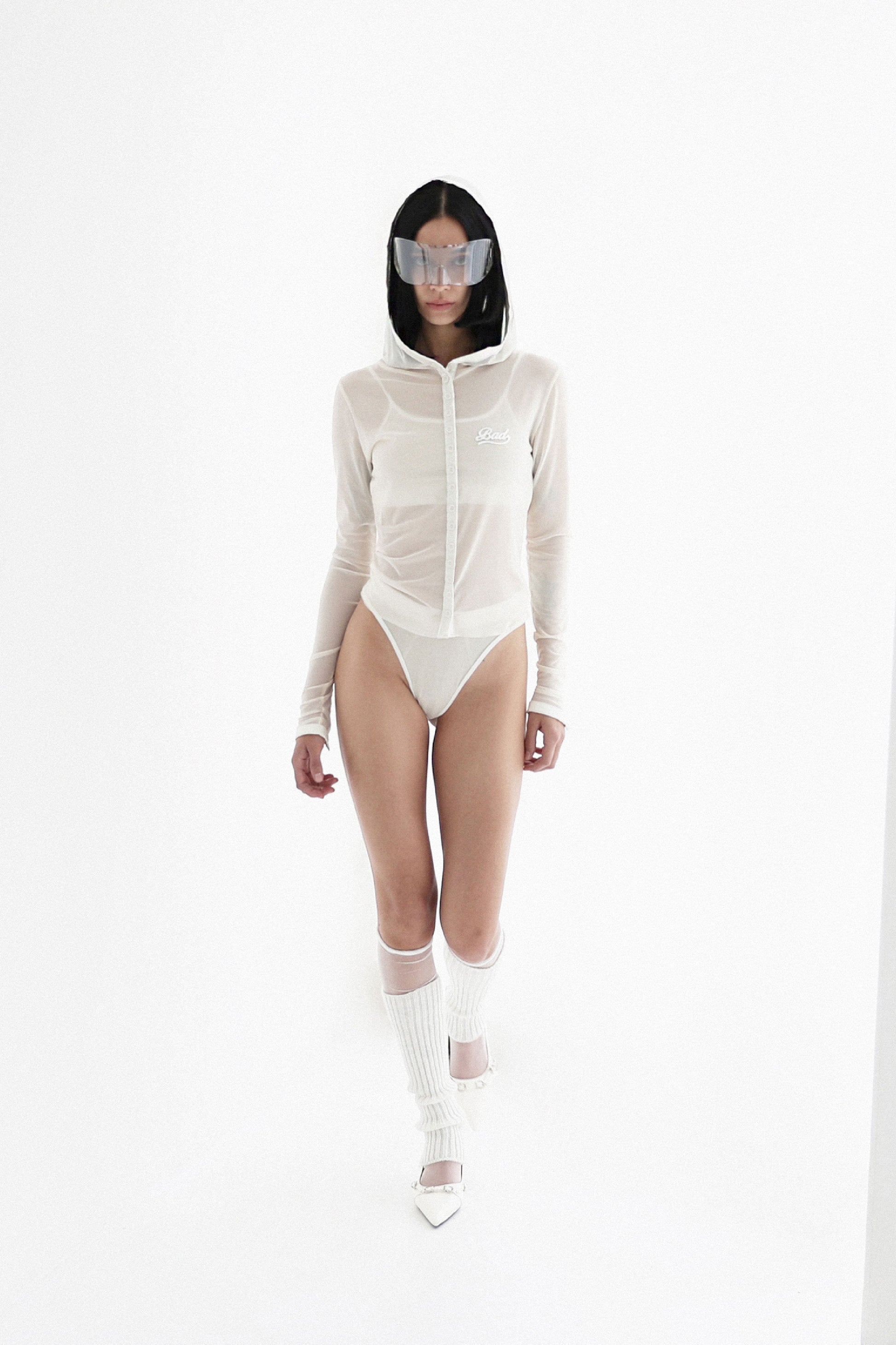 Badblood Breeze Button Up Hoodie Long Sleeve Cream