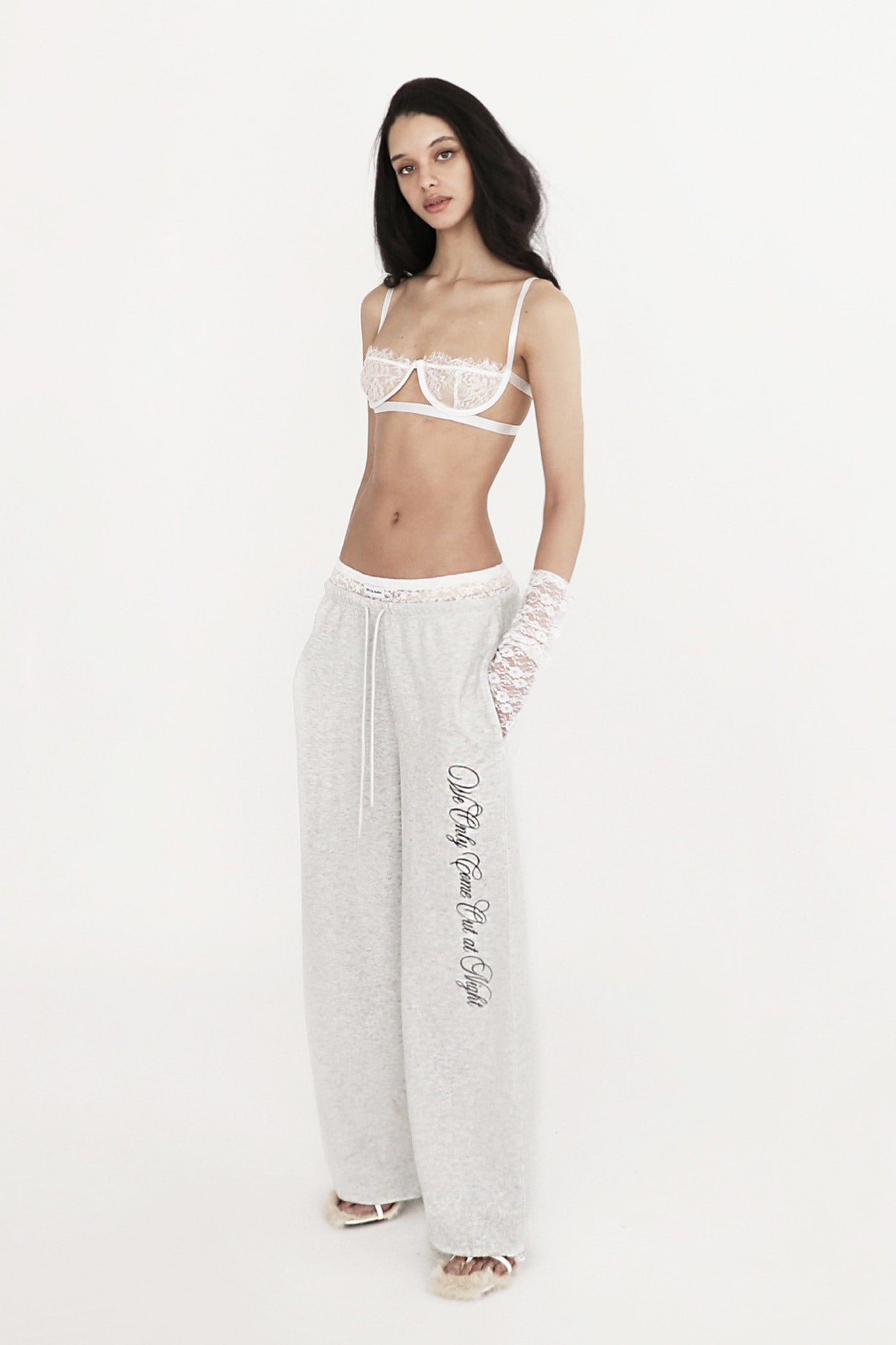 Badblood Pure Lace Trim Jogger Ash Gray