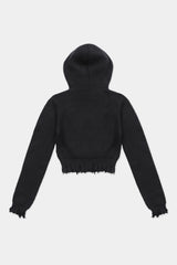 Badblood Destroyed Hooded Cropped Sweater Black
