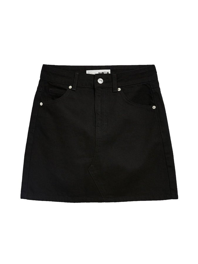 Topshop High Waisted Denim Skirt Black