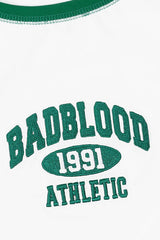 Badblood Arch Logo Ringer Baby Tee Green Logo