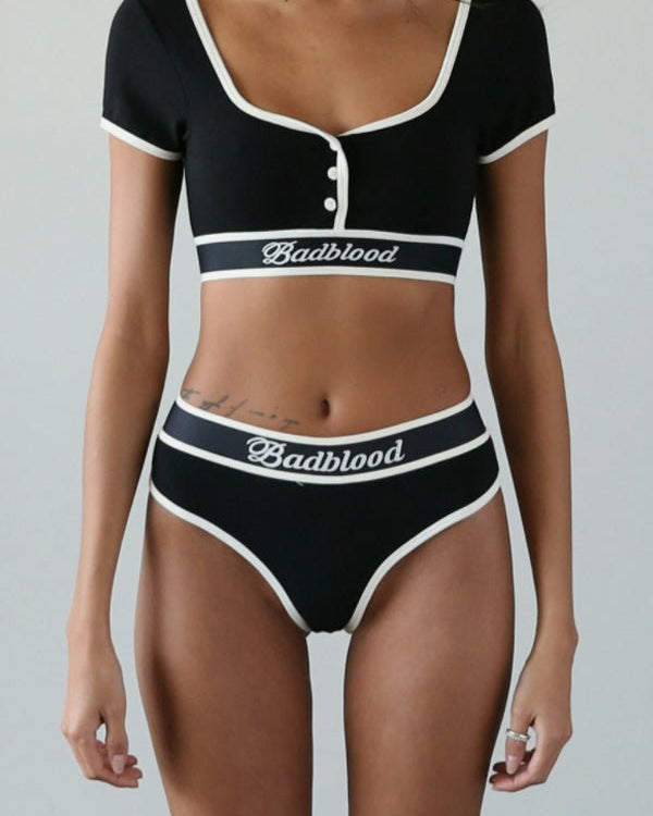 Badblood Athletic Organic Cotton 1/2 T-Bra Black