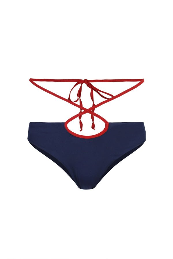 Badblood BBC Heart Logo Lace-Up Bikini Set Navy/Red