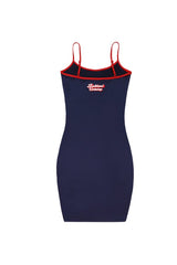Badblood BBC Heart Logo Spaghetti String Slit Dress Navy