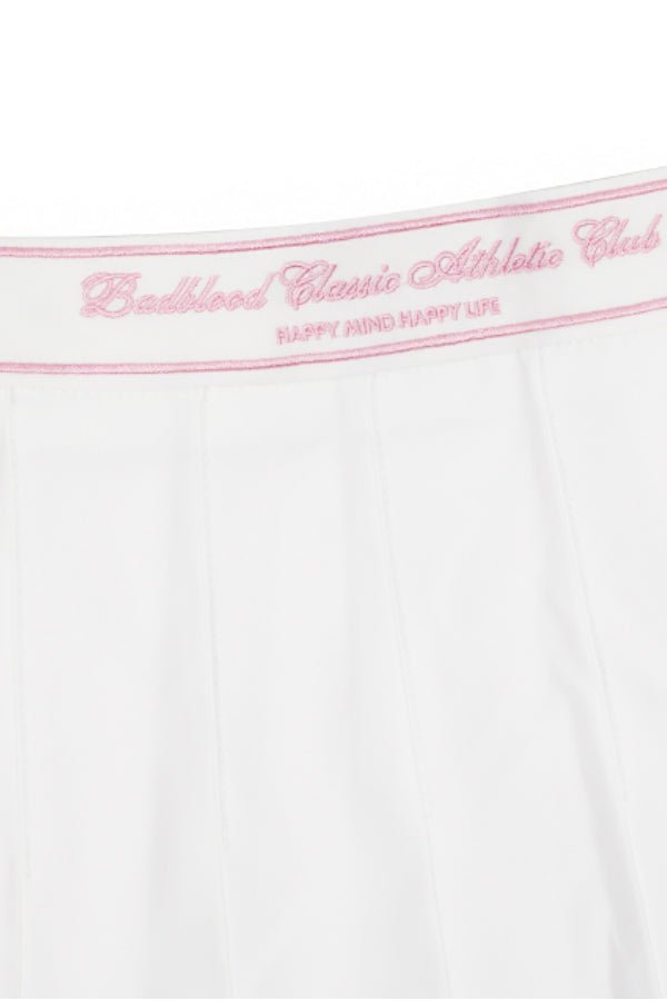 Badblood Classic Athletic Logo Tennis Skirt Pink Logo