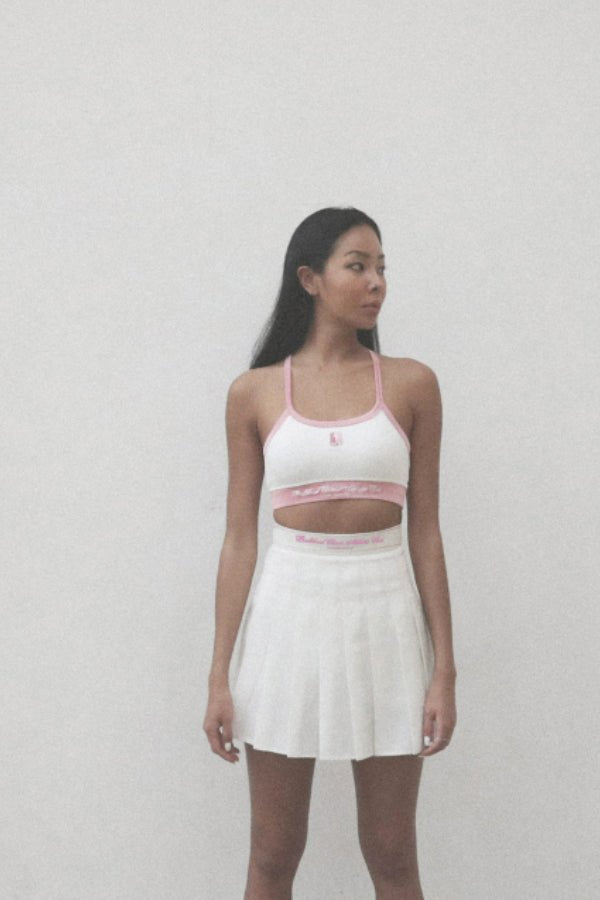 Badblood Classic Athletic Logo Tennis Skirt Pink Logo