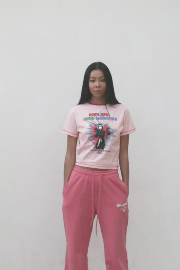 Badblood Devil Girl 1/2 Slim T-Shirt Pink