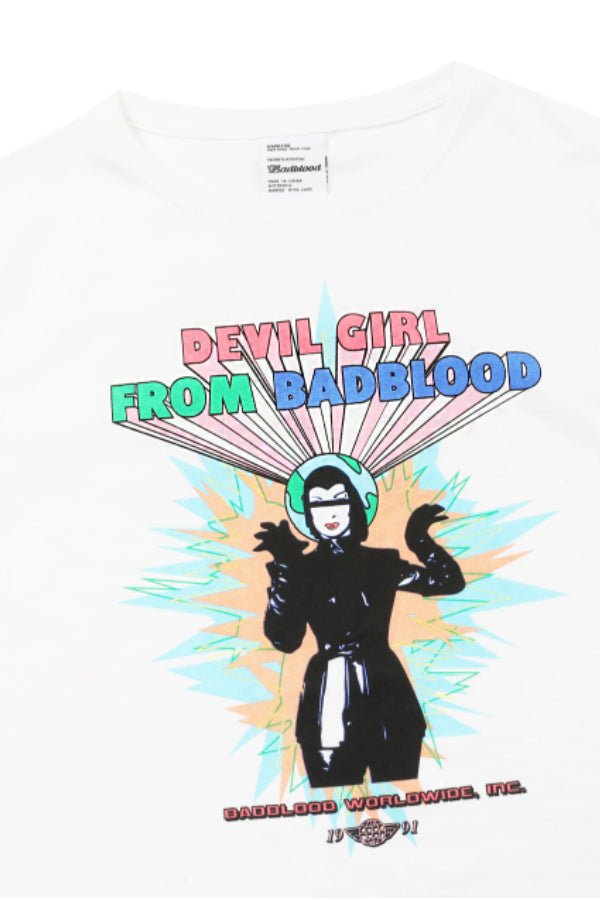 Badblood Devil Girl 1/2 Slim T-Shirt White
