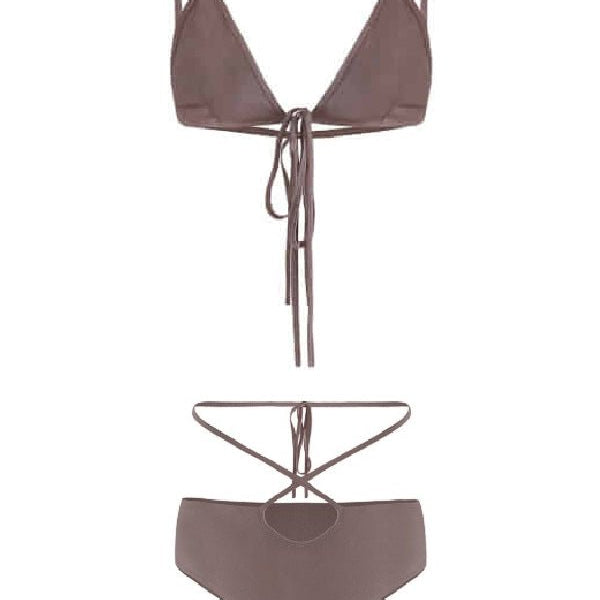 Badblood Ego lace-up bikini Set Taupe