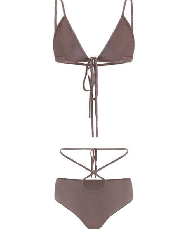 Badblood Ego lace-up bikini Set Taupe