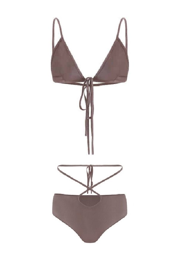 Badblood Ego lace-up bikini Set Taupe