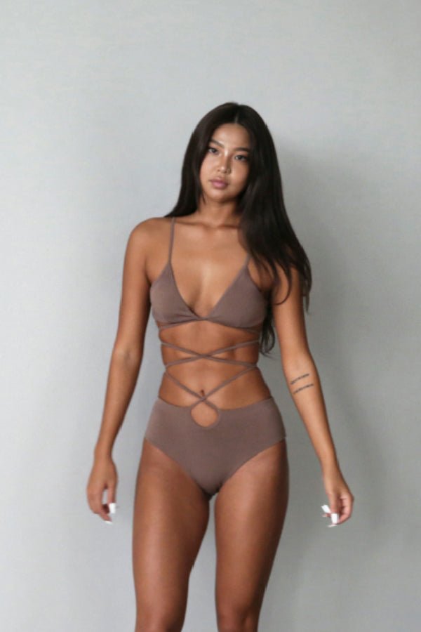 Badblood Ego lace-up bikini Set Taupe