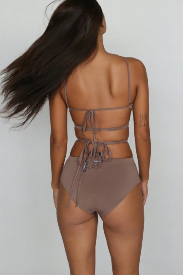 Badblood Ego lace-up bikini Set Taupe