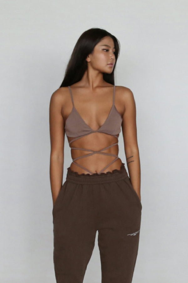 Badblood Ego lace-up bikini Set Taupe