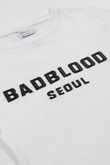 Badblood Leather Logo Short Sleeve Slim Fit Tee White