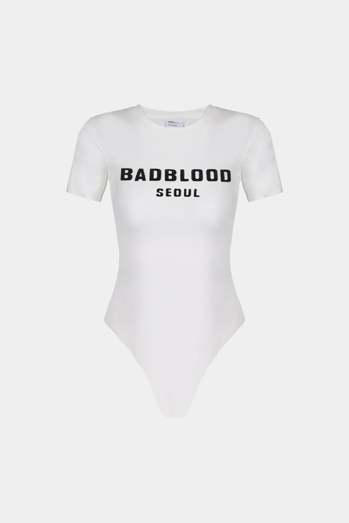 Badblood Printed Logo Short Sleeve Bodysuit White