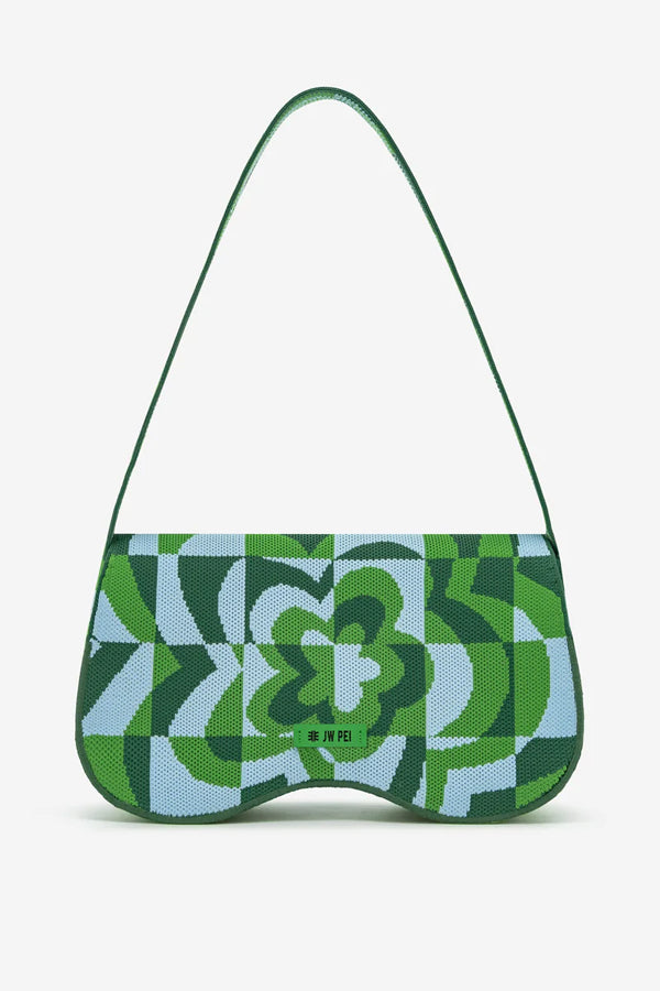 JW PEI Becci Knitted Shoulder Bag Dark Green & Green & Ice