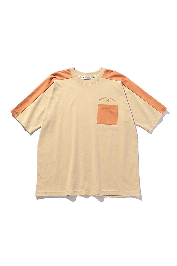 Kangol JP women colourblock Pocket T-Shirt Khaki/Peach